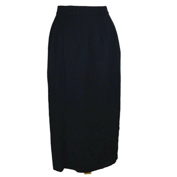 I. Magnin Vintage Take Six retro womens black wool skirt fring front skirt sz.10 - Picture 6 of 9